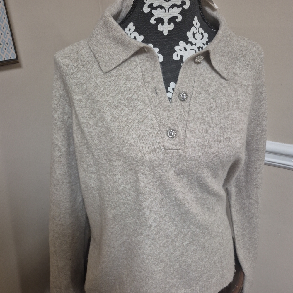 J. Crew Women's Light Beige Cowl Collar Pullover Sweater
